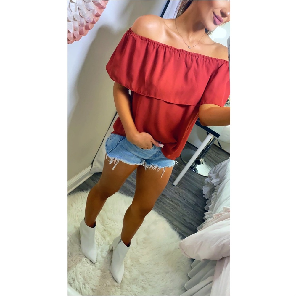 Burnt Orange Off-the-Shoulder Top